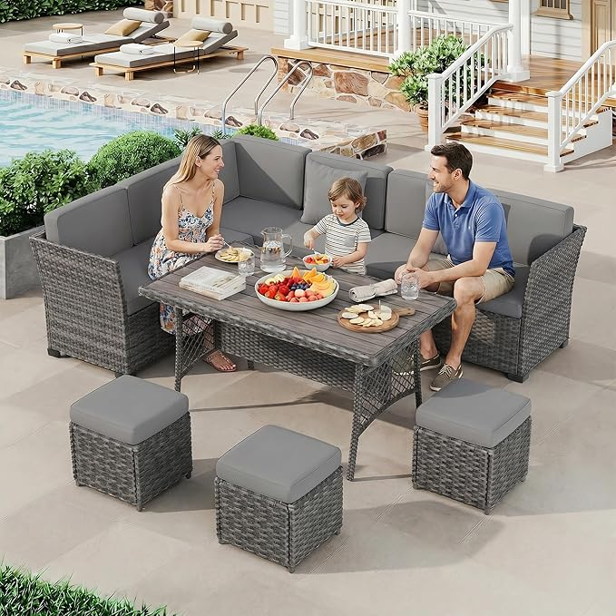 LOUVIXA 7 Pieces Patio Furniture Set, Outdoor Patio Furniture, Wicker - Image 8