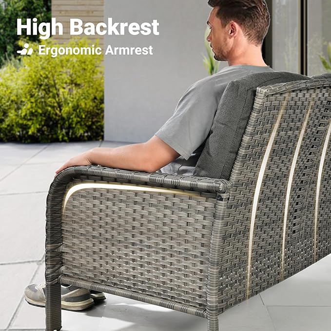 ovios 2-Piece Patio Furniture Set, Outdoor Wicker Sofa - Image 2