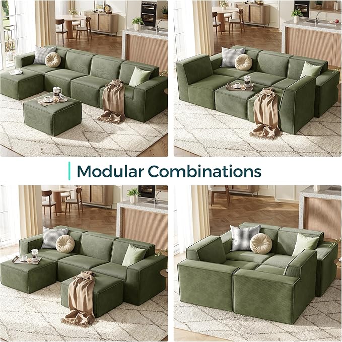 LINSY HOME Modular Sectional Sofa, Corduroy Sectional Cloud Couches - Image 7