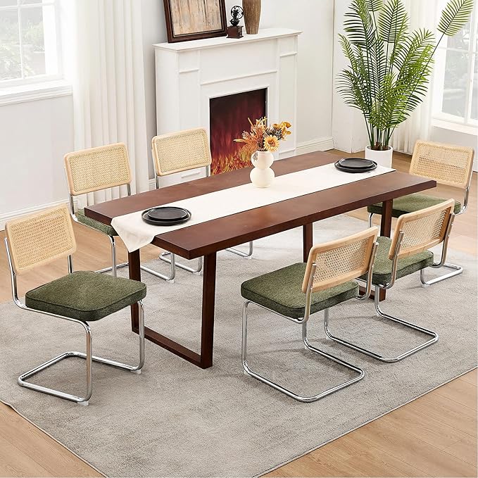 Zesthouse Natural Rattan Dining Chairs Set of 6, Mid Century Modern Dining by Zesthouse