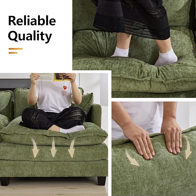 147'' Sectional Cloud Deep Seat Couch, Oversized Chenille U Shaped Sectional - Image 5