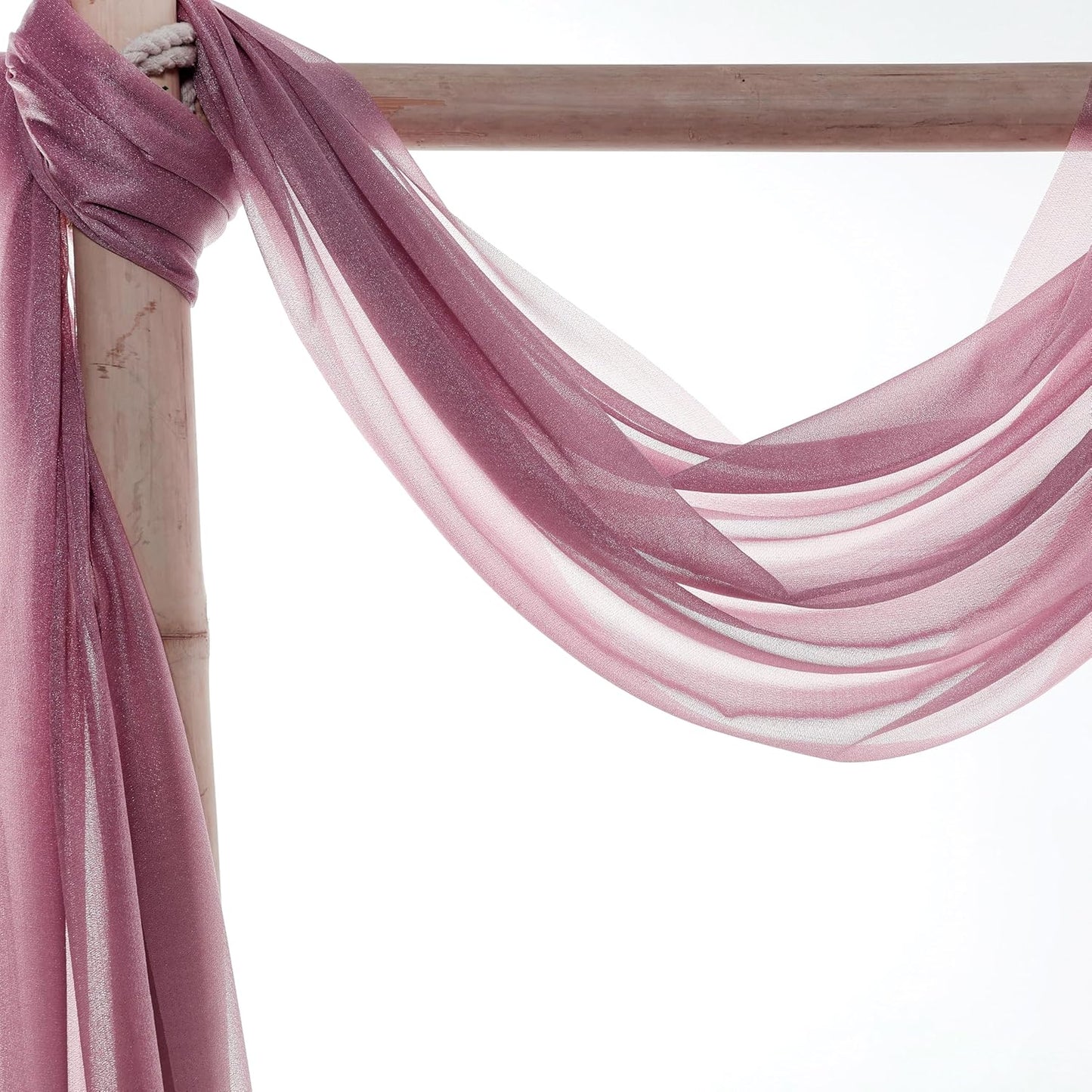 VDS Pack of 2 Panel (30 Inch X 100 Feet) Wedding Arch Draping Fabric Sheer Chiffon Fabric Drapery for Wedding Ceremony Reception Swag Backdrop Canopy Chuppah ARBO Altars Decoration (Mauva)