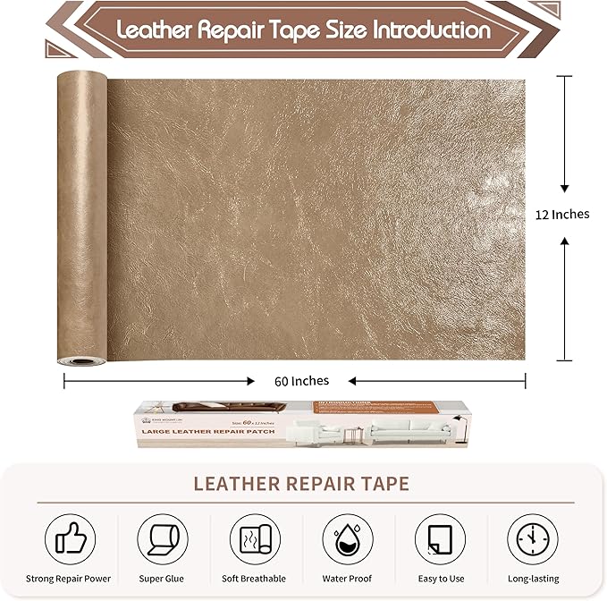 KING MOUNTAIN Leather Repair Patch, 12 x 60 Inches self Adhesive Leather Repair - Image 4
