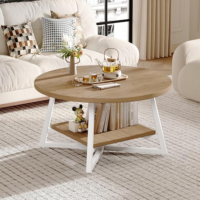 Coffee Table for Living Room, Round Coffee Table, Small Circle Coffee Table - Image 2