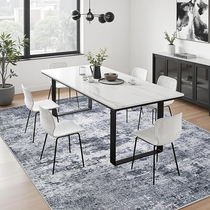 4x4 Area Rug Living Room Rug: Washable Modern Abstract Soft Thin Rug Indoor - Image 4