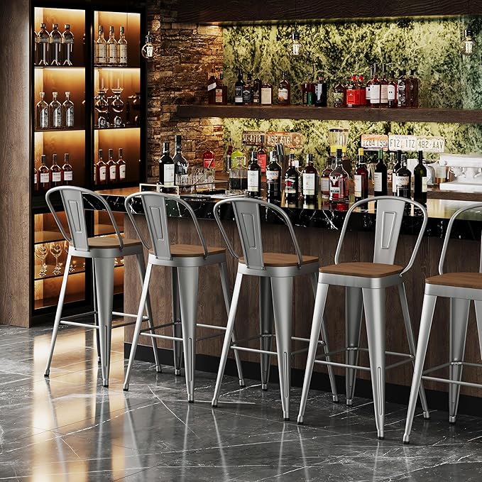Andeworld Metal Bar Stools Set of 4, 30 inch Bar Height Barstools - Image 8