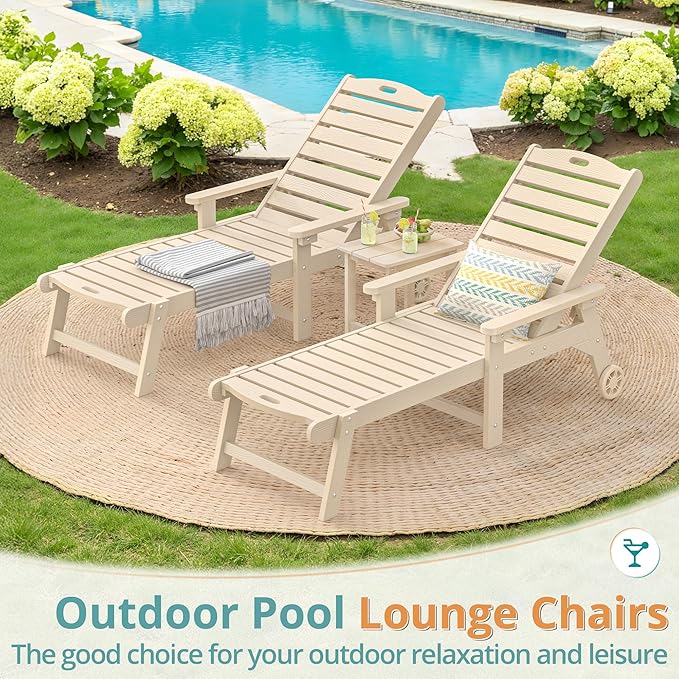 LUE BONA Lounge Chair Outdoor, HDPS Chaise Lounge Outdoor - Image 2