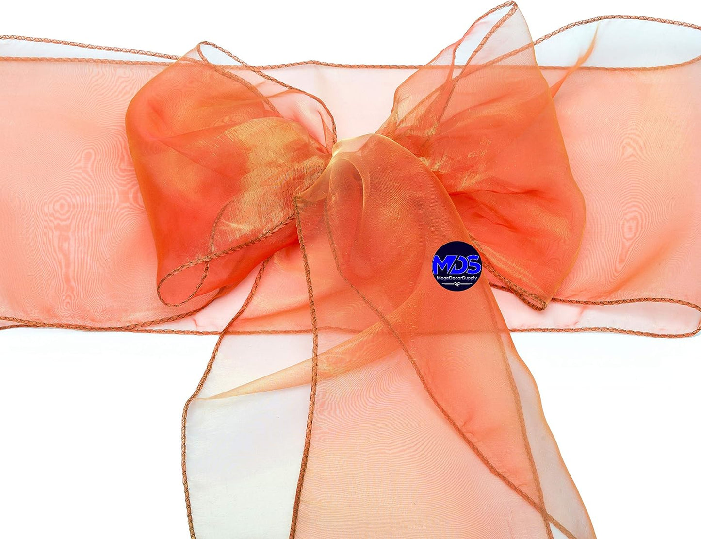 MDS Pack of 200 PCS Organza Chair Sashes Wider Dining Chair Bows Ribbon Tie Back for Wedding Party Birthday Bridal Shower Reception Event Banquet Home Chair Cover Decoration - Brunt Orange