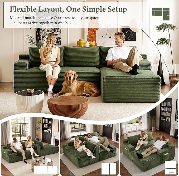 96" Sectional Couches for Living Room Cloud Couch Sofa - Image 7