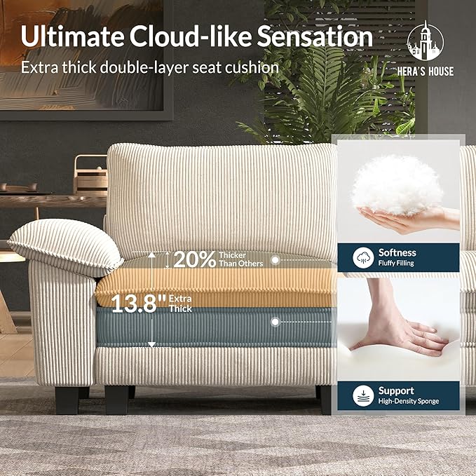 HERA'S HOUSE 124" Modular Sectional Sofa, Oversized U Shaped Couches - Image 6