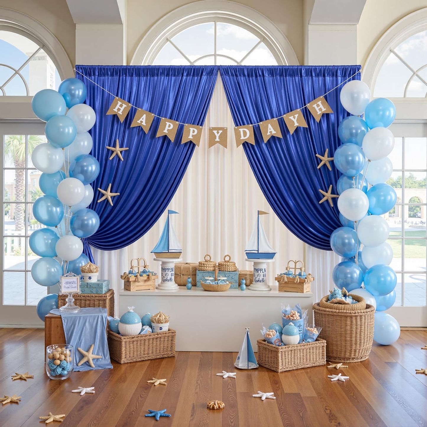 20x10ft Thick Royal Blue Glitter Backdrop Curtain Panels for Parties, Wrinkle Free Sequin Sparking Photo Backdrop Drapes, 4 Panels 5x10ft Shimmer Back Drop Cloth for Wedding Birthday Photography