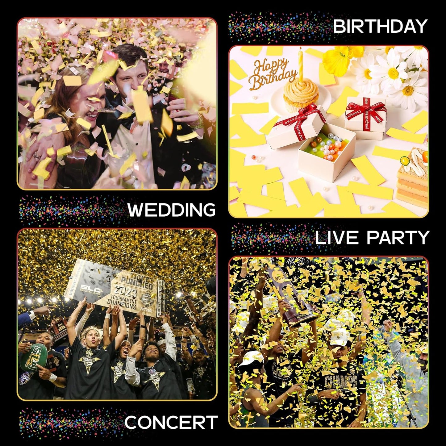 Ultimate Confetti, Yellow Biodegradable Confetti - Rectangular Fluttering Tissue Paper Confetti for Cannon and Launcher use – Best for Gender Reveal, Parties, Concerts and Weddings - 20 lb, 320 oz