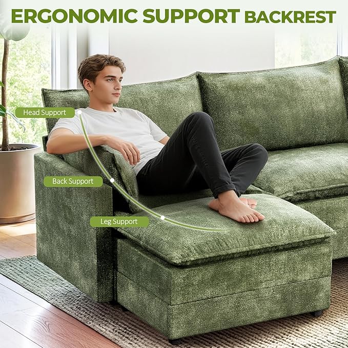LEVELEVE 112.5" U-Shape Modular Sofa - Image 8