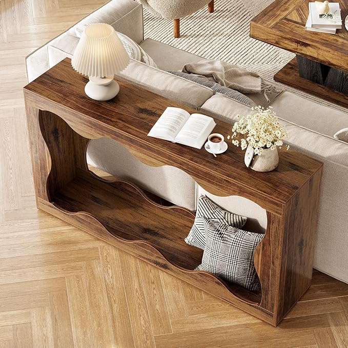 LITTLE TREE 63-Inch Entryway Table, Chic Design, Farmhouse Sofa Table Behind - Image 4