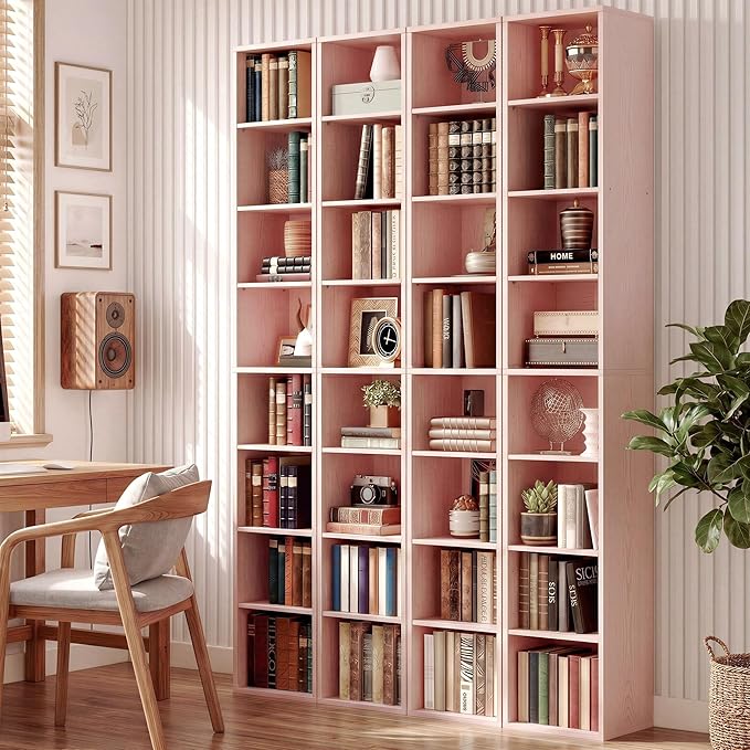 IRONCK Tall Narrow Bookshelf 8 Tiers 71in Set of 2, Compact Corner Bookcase - Image 7