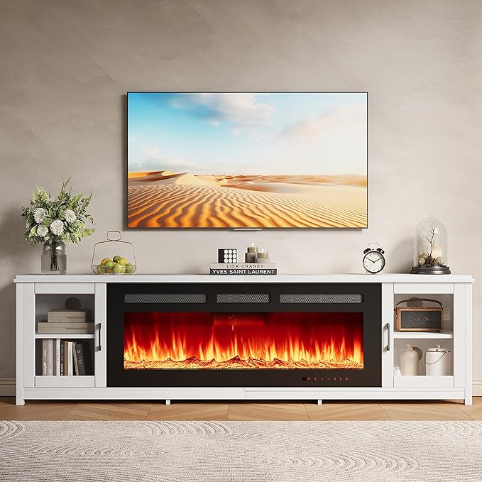 MXV 80" Fireplace TV Stand, Modern Entertainment Center - Image 6