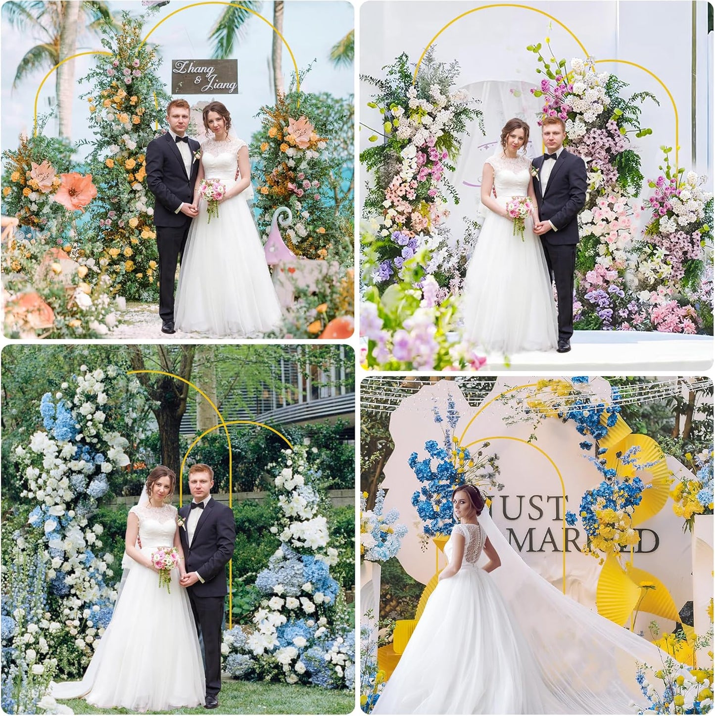 Putros Wedding Arch Stand Gold Metal Arch Stand Set of 2 (8FT/6.6FT) Chiara Arched Frame for Birthday Party Baby Shower Ceremony Graduation Decoration