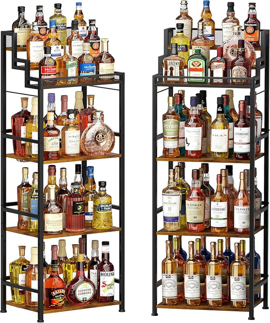 6-Tier Liquor Cabinet for Home Bar, Freestanding Stepped Wine Rack by Unknown