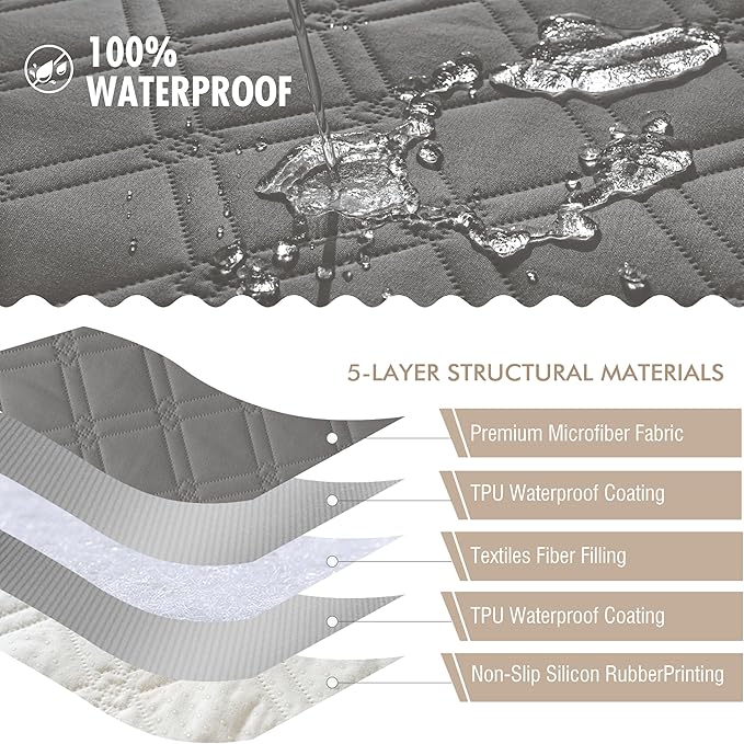 Genina Waterproof Couch Cover, Washable Anti-Slip 86.6 inch Sofa Covers - Image 5