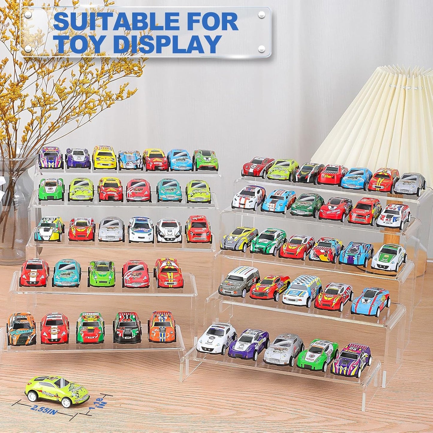 Aheroi Large Acrylic Risers, 10 Pcs 2 Set(7”L~8”L~9”L) Riser Display Shelf, Clear Rectangular Display Stands Set, Transparent Shelves for Decor, Showcase Holder for Cupcake