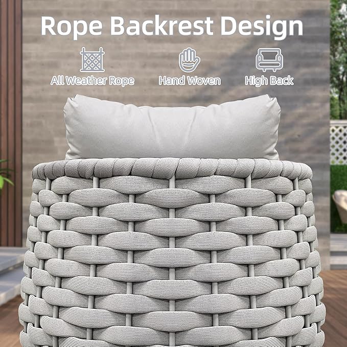 TWT 3 Pieces Aluminum Patio Furniture Set, Hand Woven Textilene Rope Outdoor - Image 6