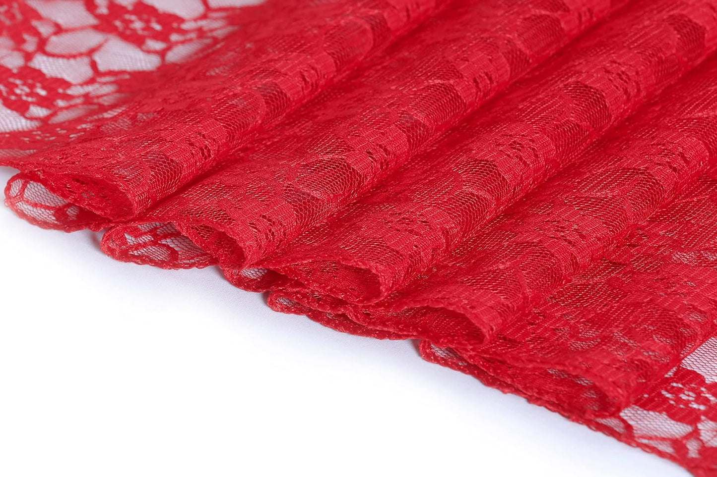 MDS Pack of 10 Wedding 12 x 108 inches Lace Table Runner for Wedding, Decorations for Birthday Parties, Banquets, Graduations, Engagements, and Runners fit Rectangle, Round Table- Red