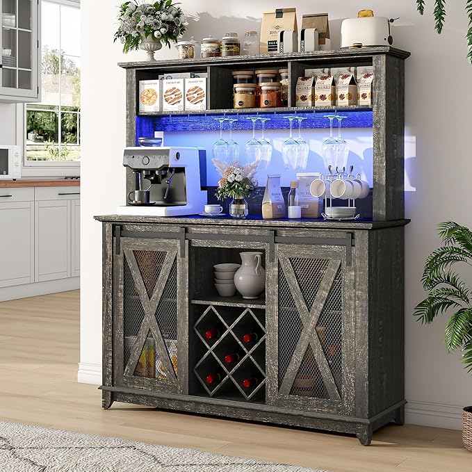 47"Wide 56"H Farmhouse Coffee Bar Cabinet by Hlivelood