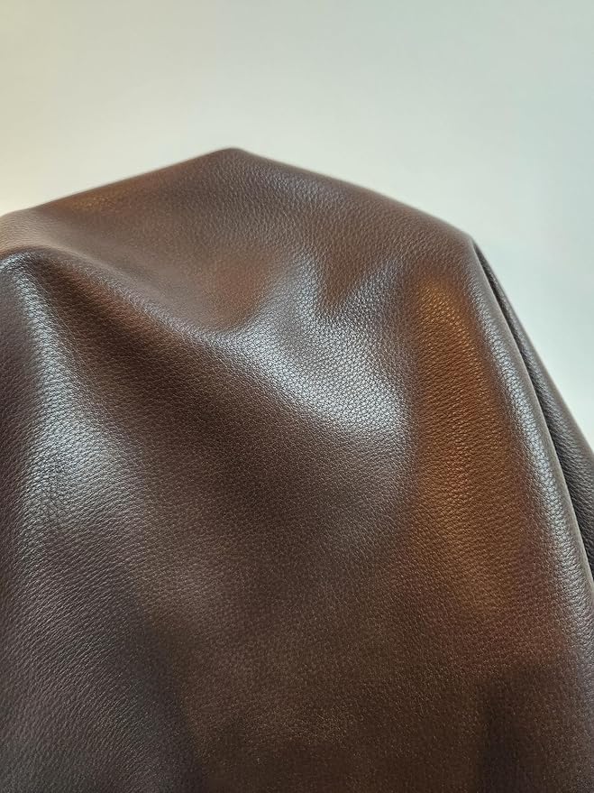 NAT Leathers | Cacao Brown Pebblegrain Soft Faux Vegan Leather PU | 4 Yards Cut - Image 2