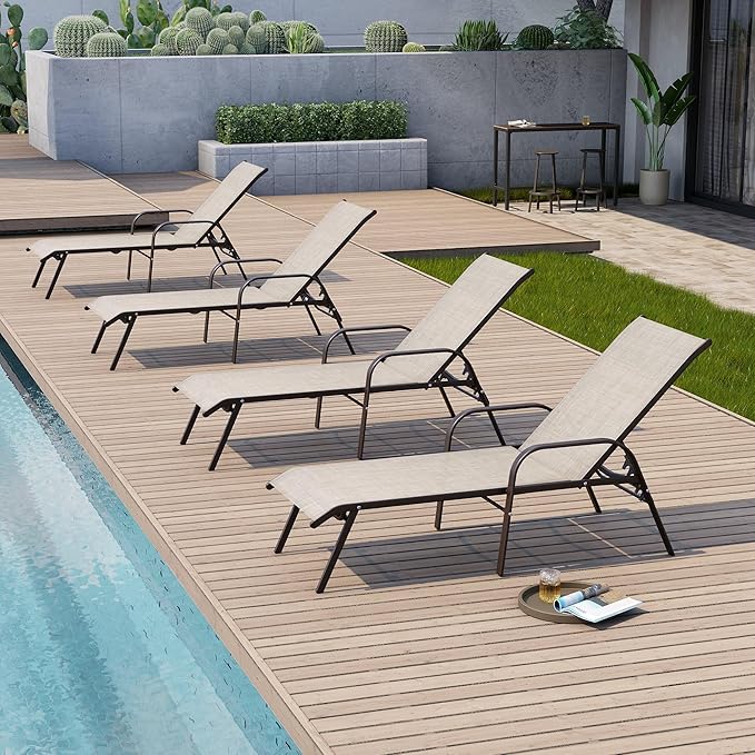 Crestlive Products Outdoor Chaise Lounge Chair, 5-Position Pool Lounge Chairs - Image 8
