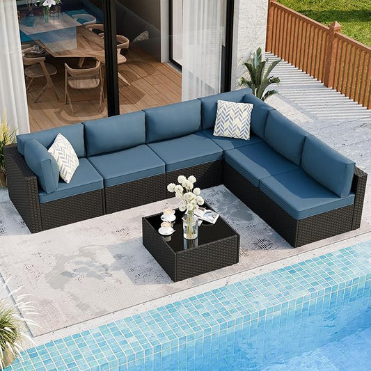 7 Piece Outdoor Patio Furniture Set, All Weather Conversation Set by Shintenchi%7CFurnitureMadeforRealLife
