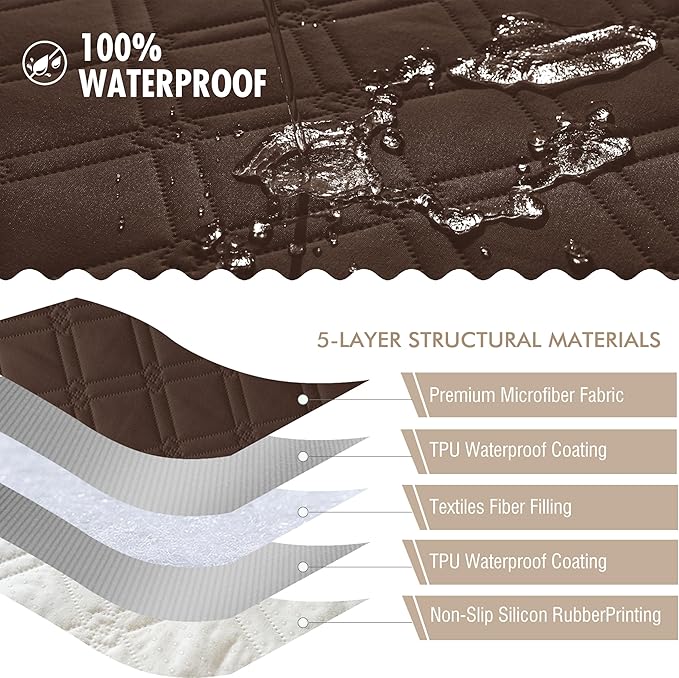 Genina Waterproof Couch Cover, Washable Anti-Slip 51 inch Loveseat Sofa Covers - Image 5