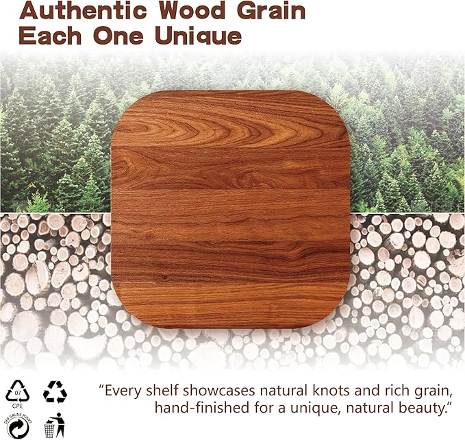 Solid Wood Floating Shelves, 11.8in Finished Real Wood Wall Shelves - Image 3
