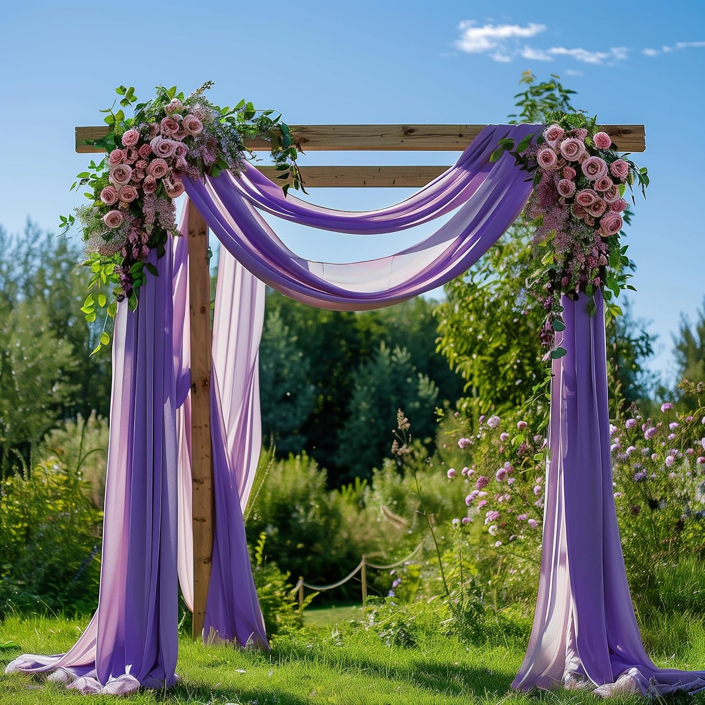 Wedding Arch Draping Fabric 2 Panels 28.7" x 20FT Lavender Purple Sheer Chiffon Backdrop Drapes for Wedding Ceremony Birthday Party Bridal Shower Outdoor Decoration