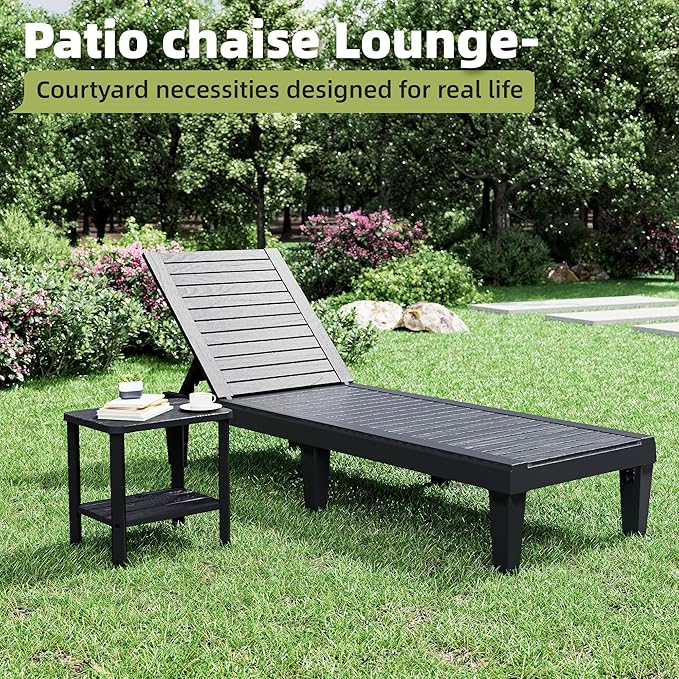 Outdoor Lounge Chairs Set of 2, 5-Position Adjustable Tanning Chairs - Image 6