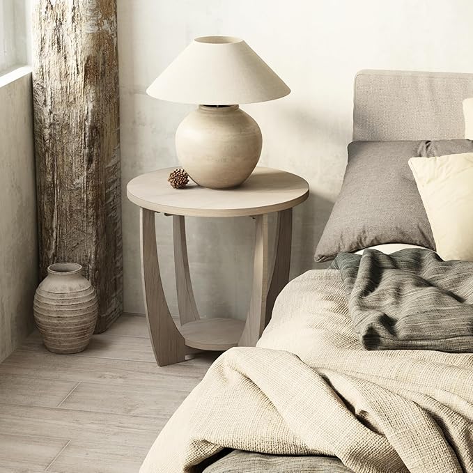 Round Farmhouse End Table for Small Spaces, French Country Accent Side Table - Image 6