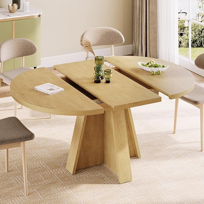 iPormis 43.3in-59in Extendable Round Dining Table by iPomis