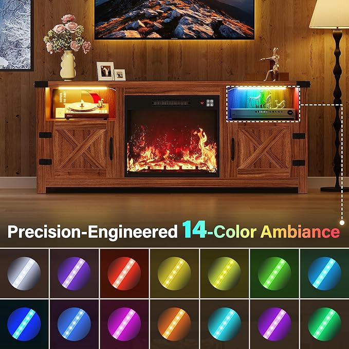 YESHOMY LED Fireplace TV Stand - Image 6