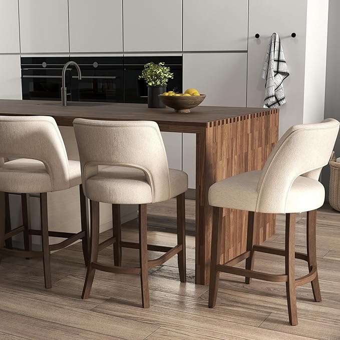 VKNOW Bar Stools Set of 2, Upholstered Counter Height Bar Stools, Modern - Image 4