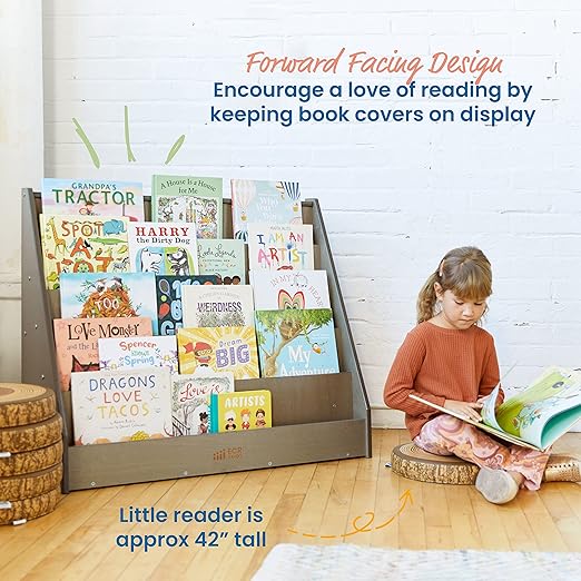 ECR4Kids Single-Sided Wooden Book Storage and Display, Montessori Furniture - Image 4