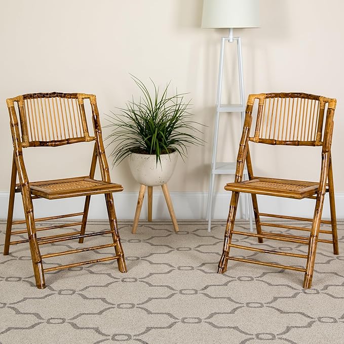 Flash Furniture Folding Bohemian Bamboo Chairs - Image 2
