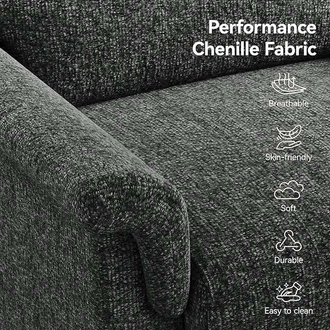 Mid Century Modern Accent Chair, Chenille Comfy Living Room Arm Chairs - Image 5