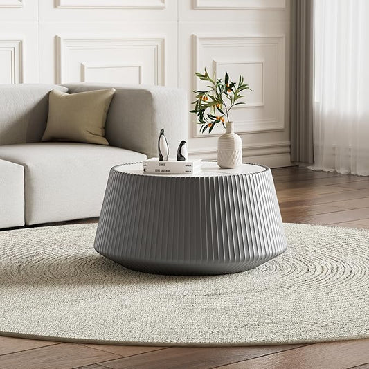 26.77" Marble Coffee Table, Modern Cup Shaped Coffee Table by Henf
