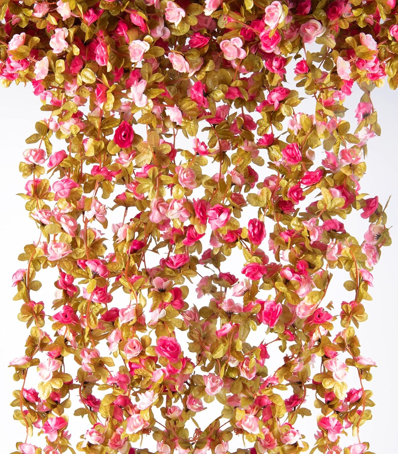 6 Pcs x 8.2 ft Flower Garland Artificial Rose Vine Flowers with Green Leaves Hanging Fake Roses Vine for Room Party Home Wedding Birthday Christmas Wall Arch Decor, Fall Purple Flower