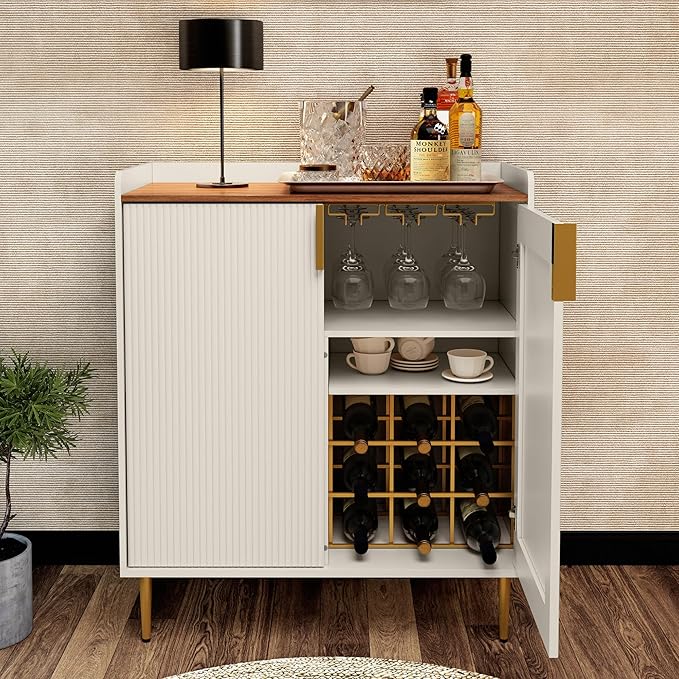 ARTPOWER Wine Bar Cabinet with Fluted Texture, Modern Coffee Cabinet with Wine by PowerofArtBetterforLife