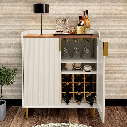 ARTPOWER Wine Bar Cabinet with Fluted Texture, Modern Coffee Cabinet with Wine by PowerofArtBetterforLife