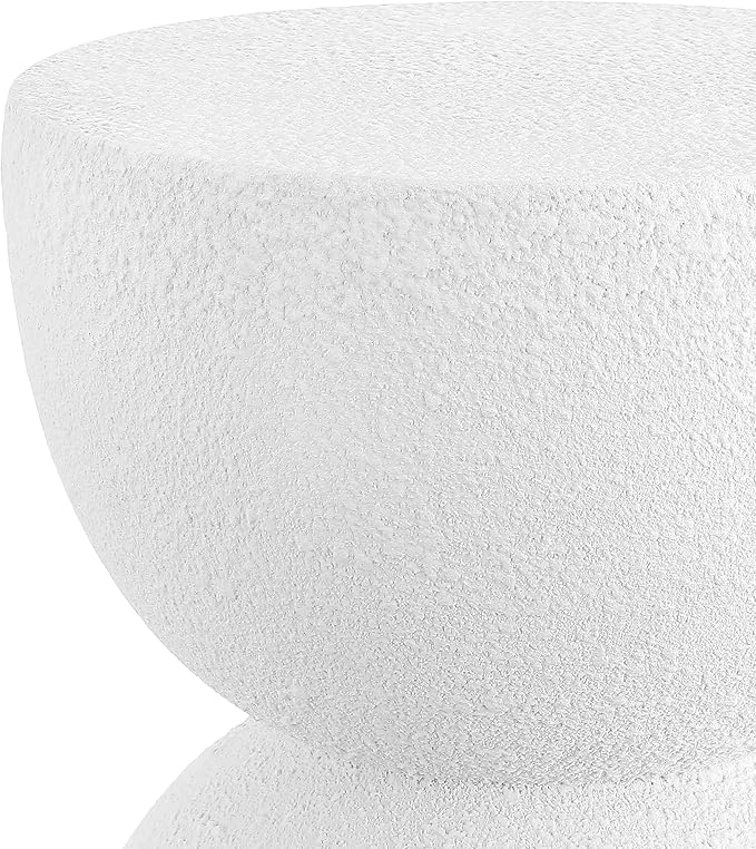 JONATHAN Y Greta Hourglass 18" White Frosted Outdoor Side Table and Stool - Image 7