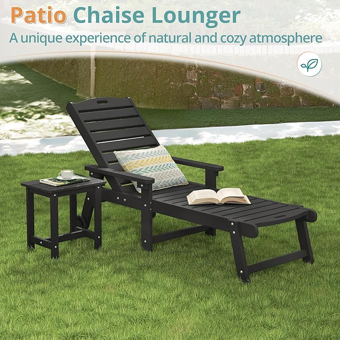LUE BONA Lounge Chair Outdoor, HDPS Chaise Lounge Outdoor - Image 3