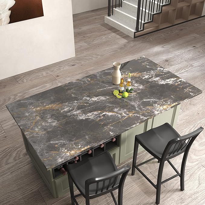 BAYYA Dark Grey/Gold Marble Contact Paper - Image 8