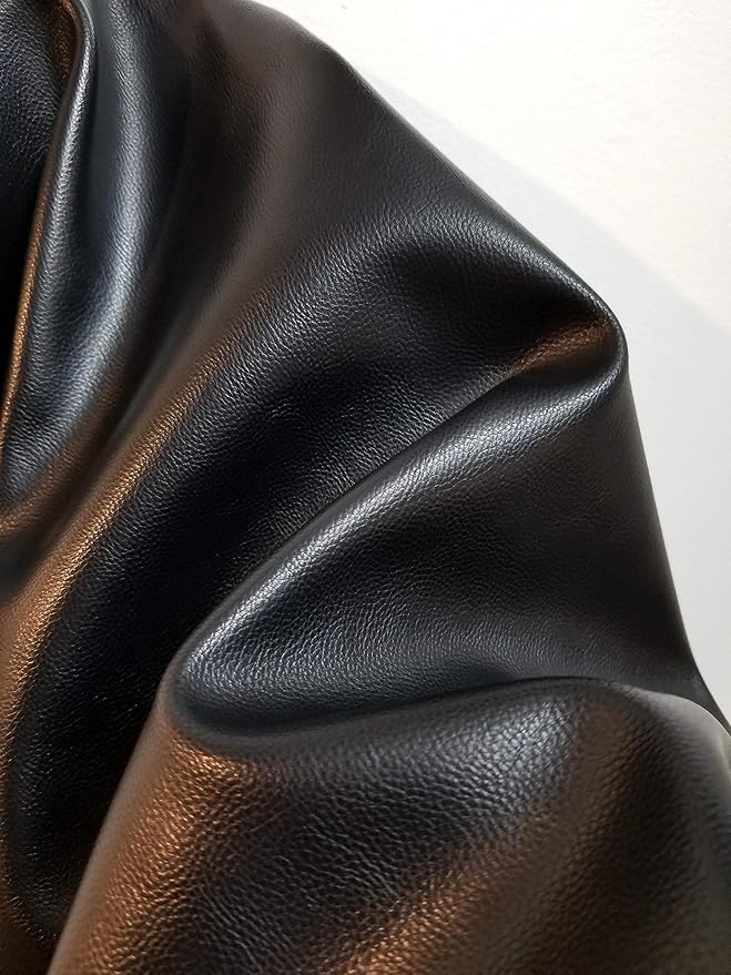 NAT Leathers Black Pebblegrain Soft Faux Leather Fabric PU Sold by The Yard by NATLeathers