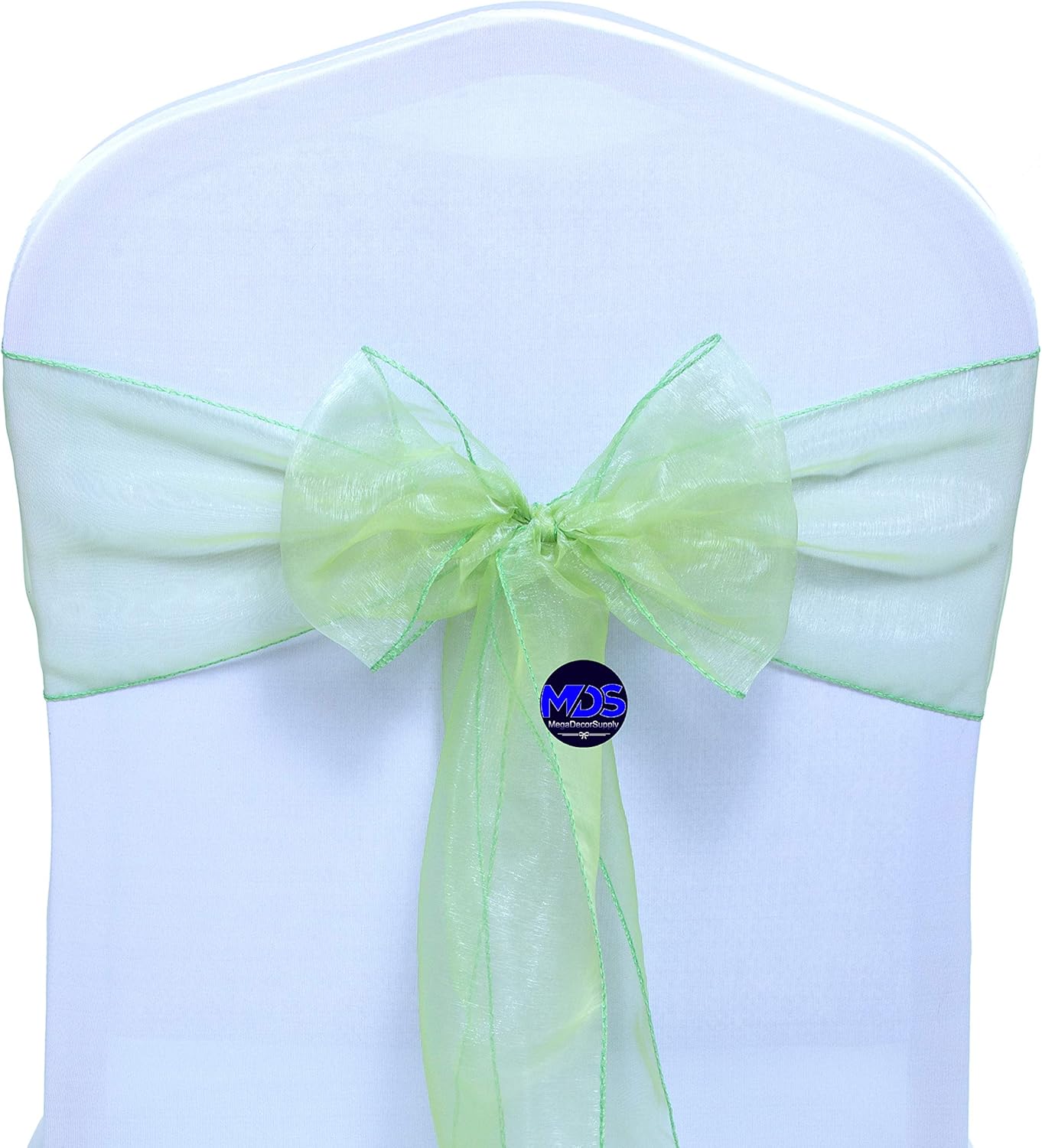 MDS Pack of 200 PCS Organza Chair Sashes Wider Dining Chair Bows Ribbon Tie Back for Wedding Party Birthday Bridal Shower Reception Event Banquet Home Chair Cover Decoration - Apple Green